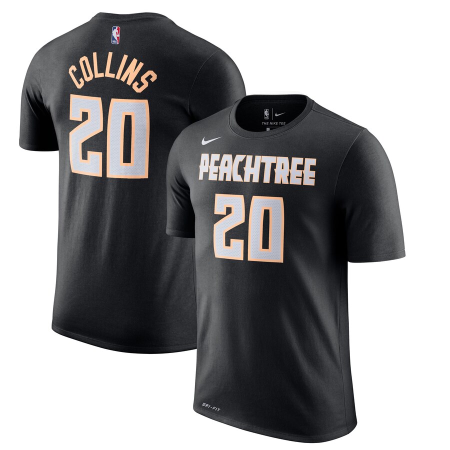 Men 2020 NBA Nike John Collins Atlanta Hawks Black 201920 City Edition Name  Number TShirt-0